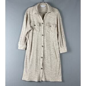 Revolve Resa Long Cardigan Sweater Duster Women XS/S Beige Ribbed Soft Minimal
